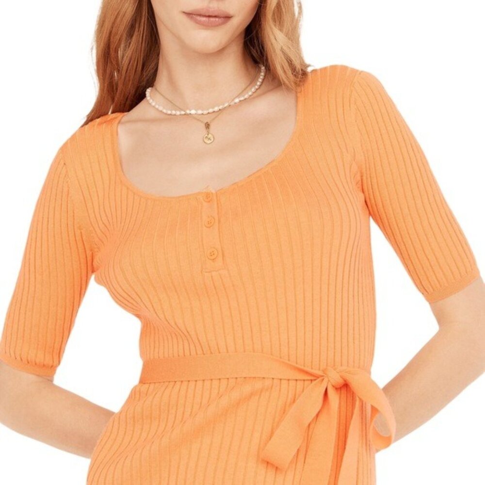 J. Crew Belted Mini Sweater Dress in Bright Cantaloupe Size Small and Me…